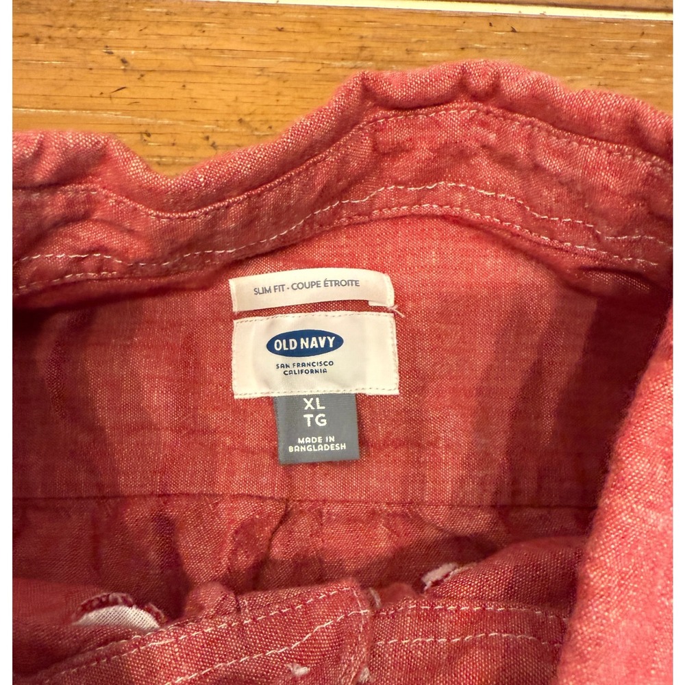 Old‎ Navy Slim Fit Rust Red Long Sleeve Button Down Shirt Mens XL Fall Casual - Picture 5 of 8